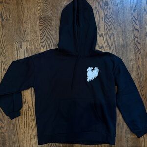 Aqua black and white heart hoodie